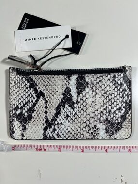 Aimee Kestenberg Black & White Snake-Print Zip Card Wallet